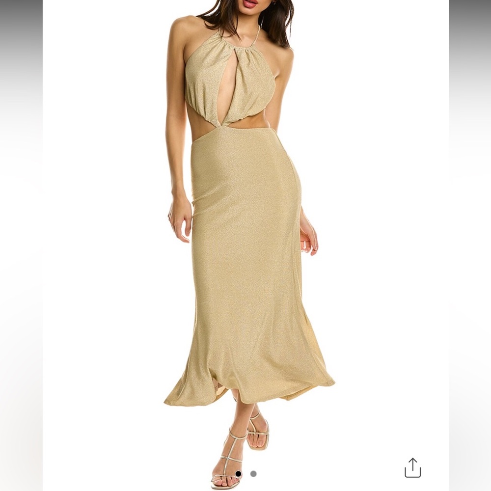 Mishka Shimmering Gold Midi Dress